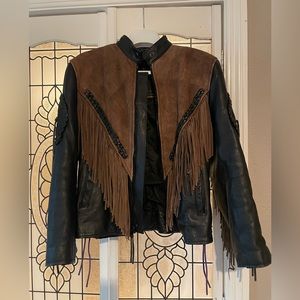 Women’s Unik 100% Leather Fringe Insulated Riding Jacket